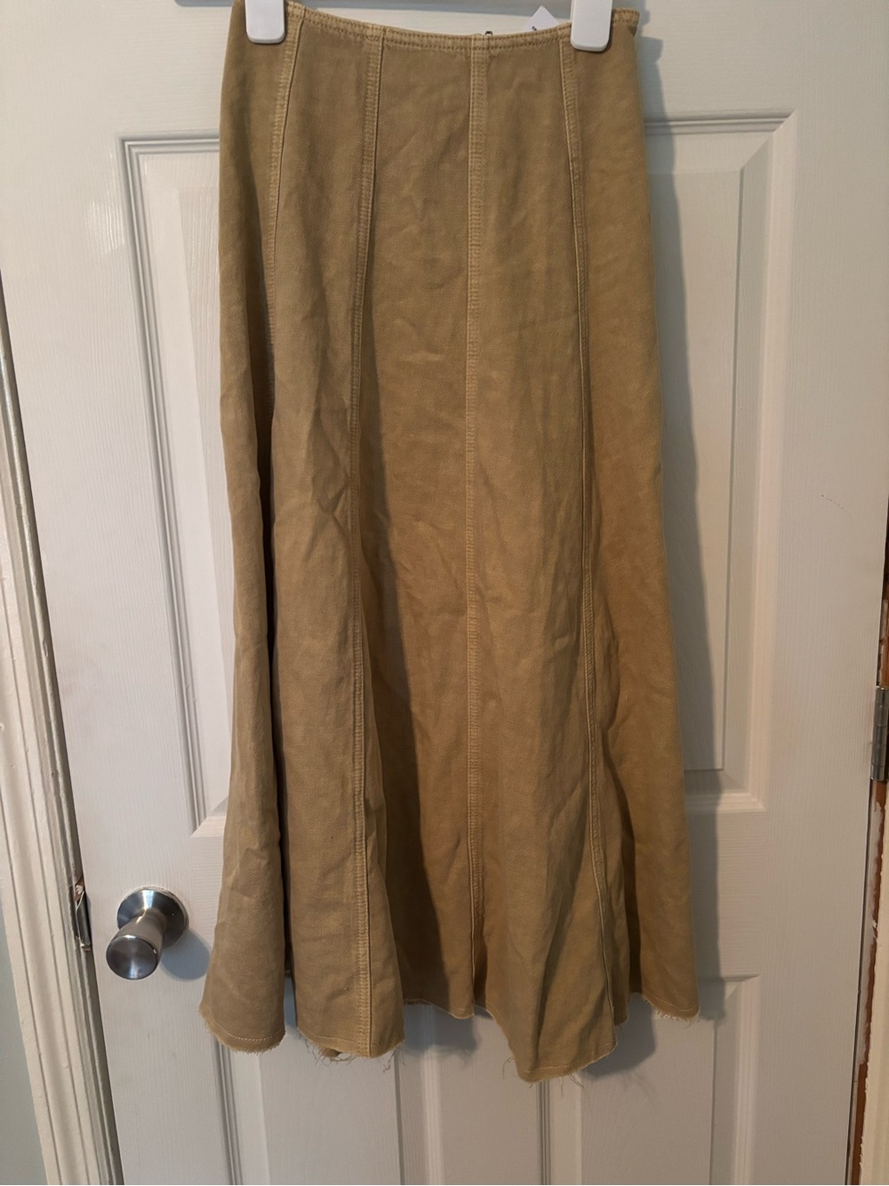 Urban Revivo Denim Midi A-Line Skirt in Tan nwt xs - Picture 2 of 5